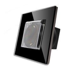 Luxion Egyszerű Védőfedeles Konnektor Üvegkerettel, Fekete