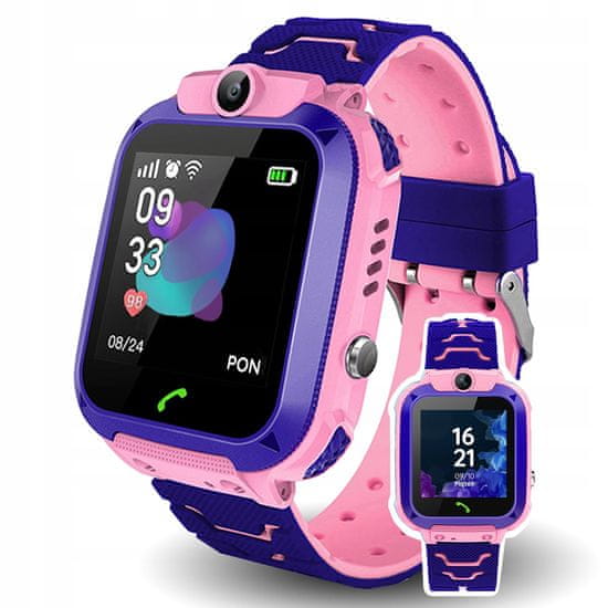 R2Invest Kid SIM LCD GPS Smart Watch SMS és hívások Q12 Pink