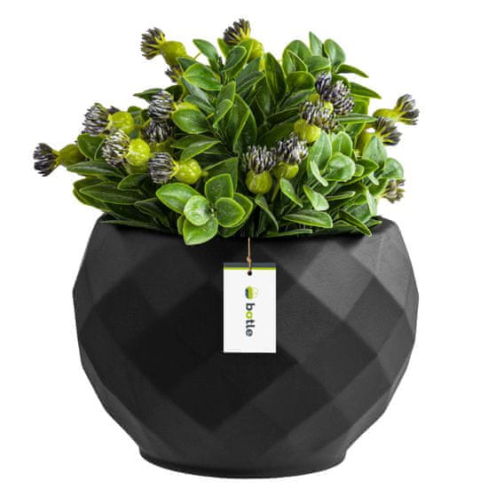 botle Kerámia virágcserép Fekete 13.5 cm H12.5 cm matt