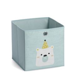 Zeller Gyerek textil tároló doboz, halványkék, jegesmedve motívum 28x28x28cm