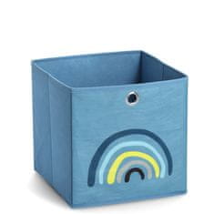Zeller Gyermek textil tároló doboz, kék, szivárvány motívum 28x28x28cm