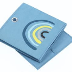 Zeller Gyermek textil tároló doboz, kék, szivárvány motívum 28x28x28cm