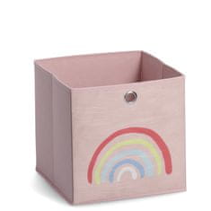 Zeller Gyerek textil tároló doboz, rózsaszín, szivárvány motívum 28x28x28cm