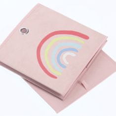 Zeller Gyerek textil tároló doboz, rózsaszín, szivárvány motívum 28x28x28cm