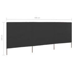 Vidaxl antracitszürke szövet 3-paneles szélfogó 400 x 160 cm (47150)
