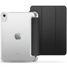 TokShop Apple iPad 10.9 (2022), mappa tok, közepesen ütésálló, érintőceruza tartóval, átlátszó hátlap, Smart Case, TP SC Pen Hybrid, fekete
