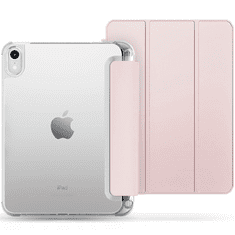 TokShop Apple iPad 10.9 (2022), mappa tok, közepesen ütésálló, érintőceruza tartóval, átlátszó hátlap, Smart Case, TP SC Pen Hybrid, rózsaszín