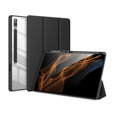 Dux Ducis Samsung Galaxy Tab S9 Ultra 14.6 SM-X910 / X916B, mappa tok, Trifold, légpárnás sarok, közepesen ütésálló, S-Pen tartóval, átlátszó hátlap, Toby, fekete (RS147079)