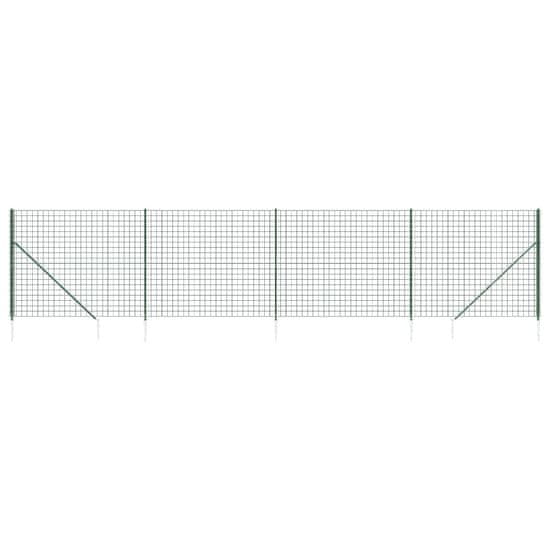 Vidaxl zöld dróthálós kerítés cövekekkel 1,6 x 10 m 154132