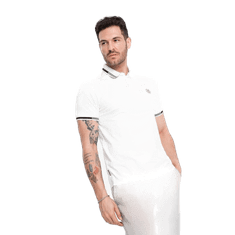OMBRE Férfi spandex póló póló kontrasztos elemekkel V1 OM-POSS-0123 fehér MDN125074 S