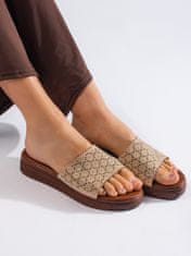 Amiatex Női papucs 107651 + Nőin zokni Gatta Calzino Strech, bézs és barna árnyalat, 38