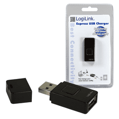 LogiLink USB-A apa - USB-A anya gyorstöltő adapter fekete (AA0045) (AA0045)