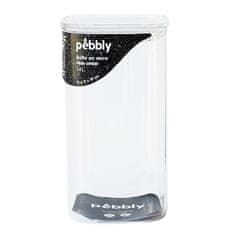 Pebbly Dóza , PKV-045, skleněná, čtverec, na jídlo, skleněné víko, 1,4 l, 11 x 19 x 11 cm
