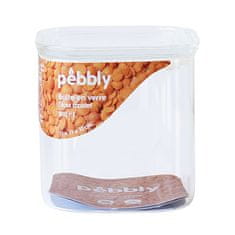 Pebbly Dóza , PKV-044, skleněná, čtverec, na jídlo, skleněné víko, 800 ml, 11 x 11 x 11 cm
