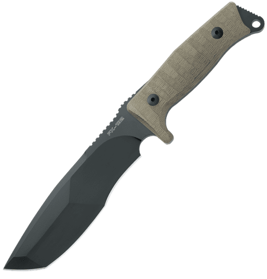 Fox Knives FOX kések FX-132 MGT Trapper kültéri kés 17 cm, fekete, zöld, Micarta, nylon hüvely
