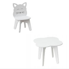 Olakids Gyermek asztal puff és gyermek szék macska , 2 db-os készlet