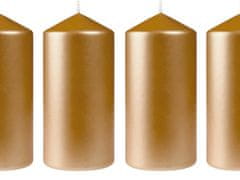 LAALU.cz 4 darabos készlet: Gyertyák arany metál 4 x 6 cm