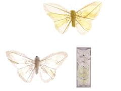 LAALU.cz 6 darabos díszítő készlet: pillangók fehér-sárga mix 10 cm