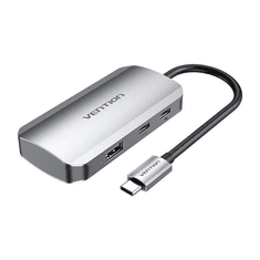 Vention USB-C - USB-C 3x USB3.0, PD dokkoló állomás 0,15m szürke (TNDHB) (TNDHB)