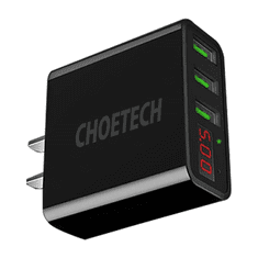Choetech C0026 3xUSB-A US hálózati töltő kijelzővel fekete (C0026)