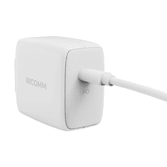 Ricomm RC451 USB-C 45W GaN adapter, USB-C - USB-C kábellel, 2.1m, fehér (RC451 EU)