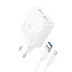 Foneng EU35 hálózati töltő + USB-A - Lightning kábel fehér (EU35 Lightning) (EU35 Lightning)