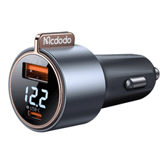 Mcdodo autós töltő USB-A + USB-C kijelzővel fekete (CC-5670) (CC-3690)