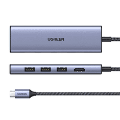 Ugreen CM511 5 az 1-ben adapter USB-C hub, 3x USB-A, HDMI, USB-C, TF, SD, lila (20956A) (20956A)