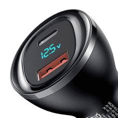 Mcdodo autós töltő USB-A + USB-C kijelzővel fekete (CC-5670) (CC-5670)
