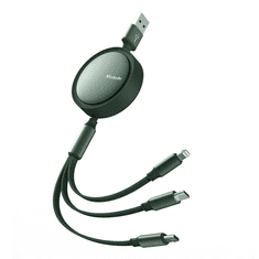 Mcdodo 3 az 1-ben USB-A - USB-C - Micro USB - Lightning visszahúzható kábel 1.2m zöld (CA-7251) (CA-7251)