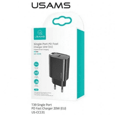USAMS CC131TC01 PD hálózati gyorstöltő adapter 20W (1349800) (CC131TC01)