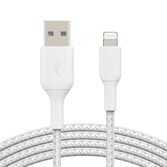 Belkin BOOST CHARGE Lightning - USB-A harisnyázott kábel 3m fehér (CAA002bt3MWH) (CAA002bt3MWH)