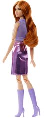 Mattel Barbie Looks Sötét hajú baba lila ruhában HRM12