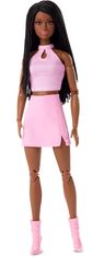 Mattel Barbie Looks Copfos baba rózsaszín ruhában HRM13