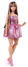 Mattel Barbie Looks Barna hajú baba rózsaszín miniruhában HRM16