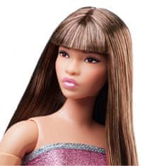Mattel Barbie Looks Barna hajú baba rózsaszín miniruhában HRM16
