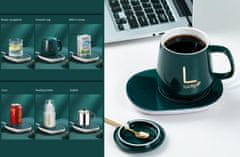 CoolCeny Elektromos csészemelegítő - Melegítő, csésze és kávéskanál készlet - Fehér