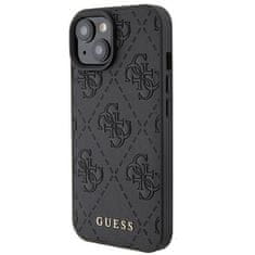 Guess Leather Stamped tok iPhone 15, fekete