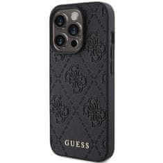 Guess Leather Stamped tok iPhone 15 Pro, fekete
