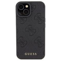 Guess Leather Stamped tok iPhone 15, fekete