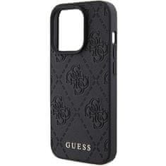 Guess Leather Stamped tok iPhone 15 Pro, fekete