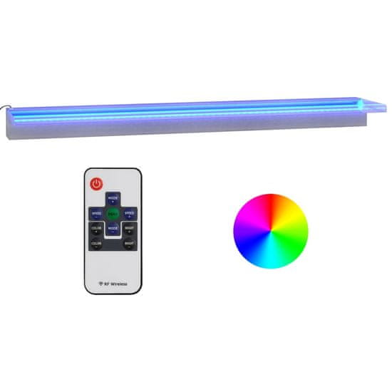 Vidaxl rozsdamentes acél vízeséskifolyó RGB LED-ekkel 108 cm 151412