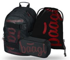 BAAGL 3 darabos Skate Red szett: hátizsák, tolltartó, tornazsák