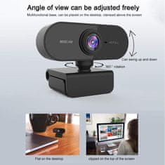Netscroll Full HD webkamera magas minőségű zajcsökkentő mikrofonnal és automatikus korrekcióval, USB csatlakozó, 360°-ban forgatható alap, asztali és hordozható számítógépekhez, videóhívásokhoz, WebStar