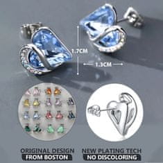 Dollcini Dollcini két fülbevaló világoskék birthstone kristály ékszer ezüst hölgy ajándék, Kek zafir