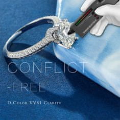 Dollcini Dollcini, 3 karátos, 6 fogas női moissanite gyűrű, D színű VVS1 Clarity Laboratory által készített gyémánt eljegyzési gyűrű, 14 karátos fehérarany sterling ezüst, Fémes ezüst