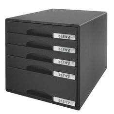 LEITZ Plus irattartó műanyag 5 fiókos fekete (52110095/E52110095) (52110095)