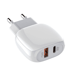 LDNIO A2313C hálózati töltő USB-A + USB-C, PD + QC 3.0, 20W fehér (A2313C EU)