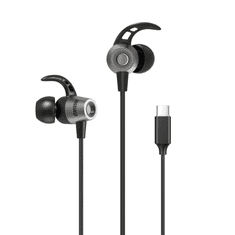 Stansson HE-105-BL USB-C fülhallgató fekete-ezüst (HE-105-BL)