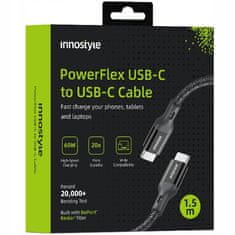 Innostyle Innostyle Powerflex Usb-C Gyors Töltő Kábel Iphone Samsung 3A 60W Kevlár 2M Fekete